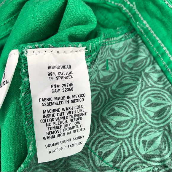 Volcom Kelly Green Straight Leg Jeans Size Junior 5 - Picture 7 of 7